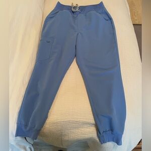 Figs Zamora High Waisted Scrub Pants Ceil Blue Medium Petite